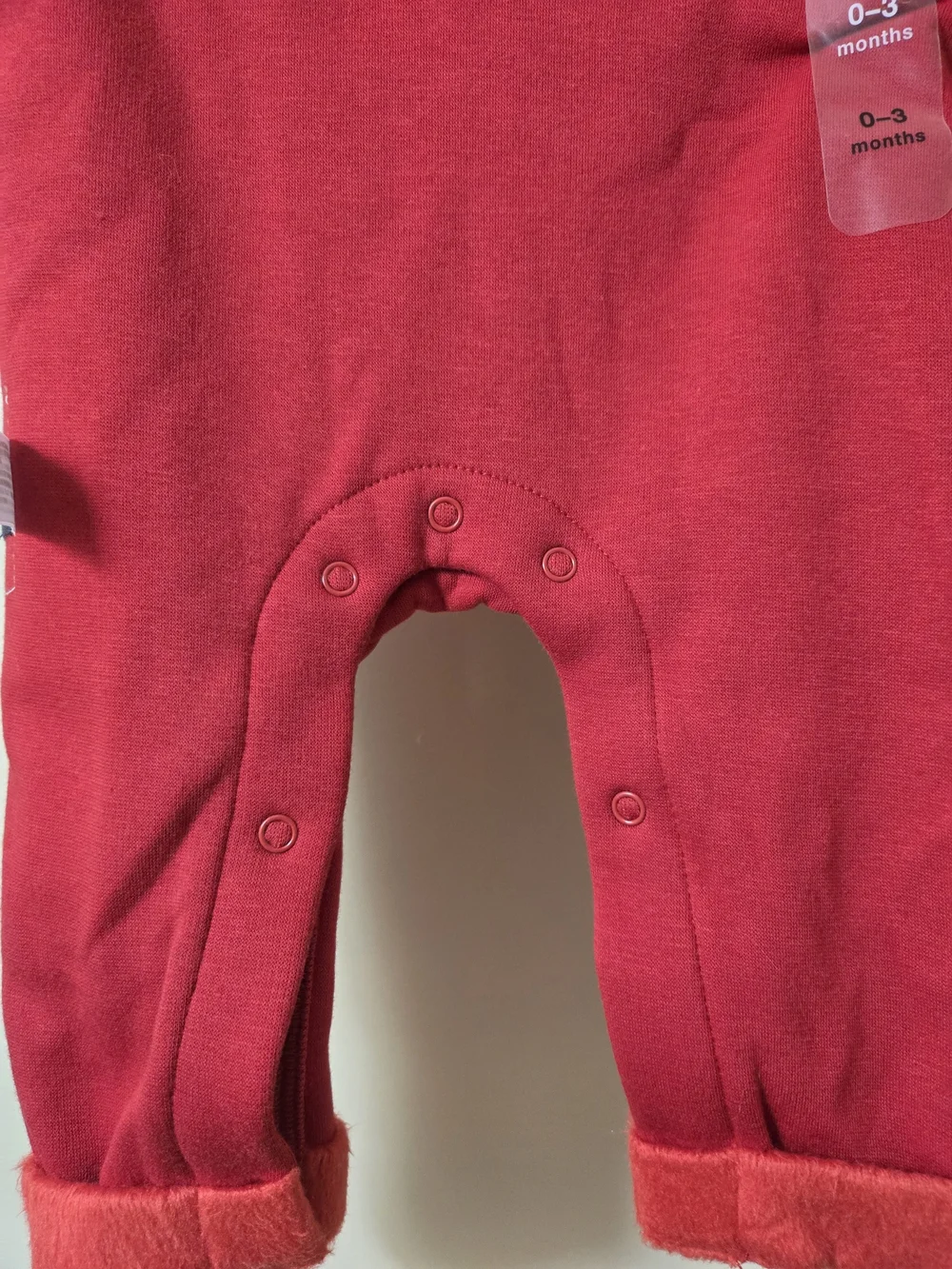 GAP Red Snowman Fleece-Lined Baby One-Piece Footie